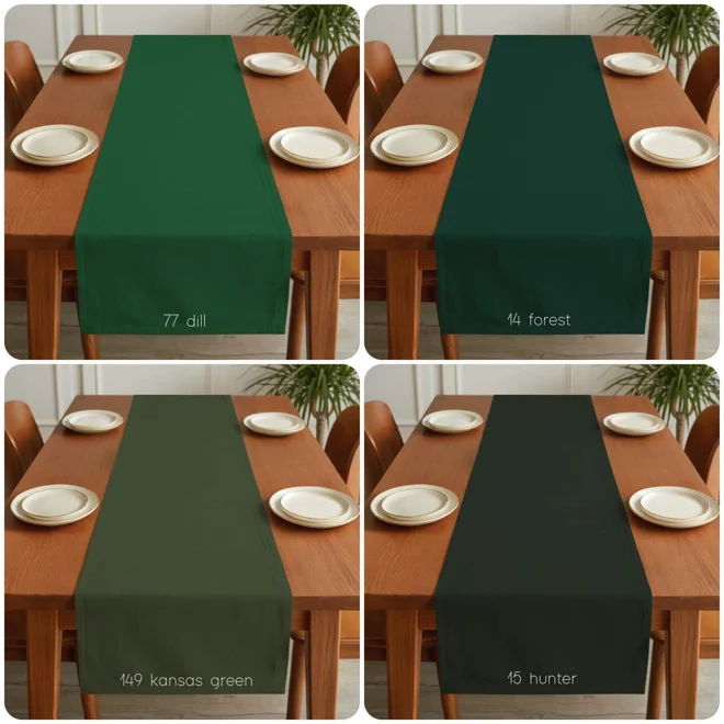 Additional Image for Solid Dark Green Cotton Table Runner, Placemats, and Napkins