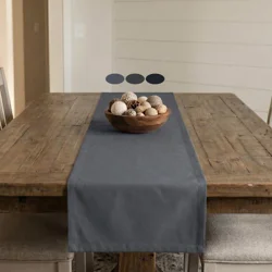 Solid Black & Dark Gray Cotton Table Runner, Placemats, and Napkins