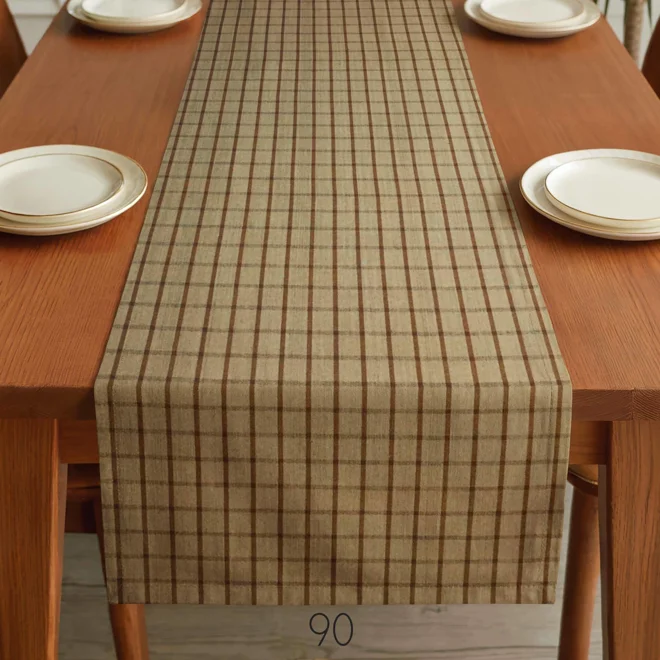 Additional Image for Brown & Tan Plaid Table Runner: Rustic Homespun, Placemats and Napkins