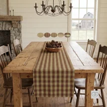 Brown & Tan Plaid Table Runner: Rustic Homespun, Placemats and Napkins