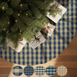 Blue & Tan Plaid Tree Skirt: Rustic Farmhouse Christmas