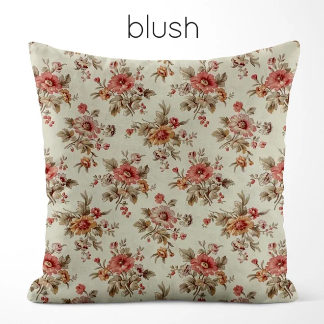 Additional Image for Blush & Taupe French Country Floral Pillow Covers; Euro Shams and Lumbar