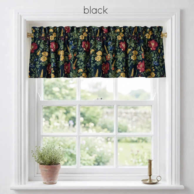 Additional Image for Wildflower & Wheat Floral Valances: Beige, Black, Navy, Burgundy