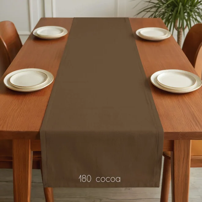 Additional Image for Solid Brown Cotton Table Runner, Placemats, and Napkins