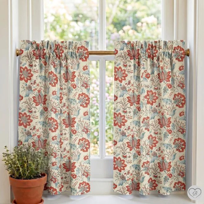 Additional Image for Pivoine Florals Pearl French Country Cafe Curtains