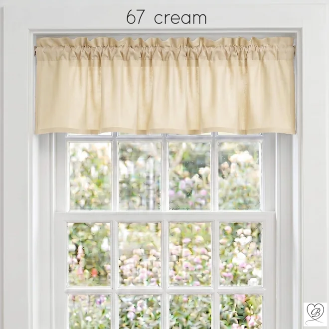 Additional Image for Tan Cotton Valance, Farmhouse Kitchen Curtains, Custom Size Window Treatments