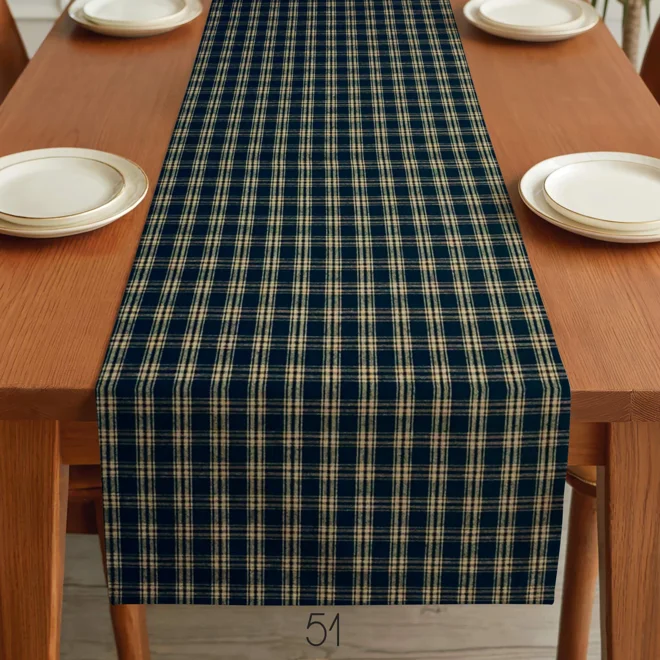 Additional Image for Black & Tan Plaid Table Runner: Primitive Farmhouse Style, Placemats and Napkins