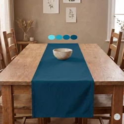 Solid Aqua Teal Blue Cotton Table Runner, Placemats, & Napkins