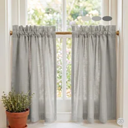 Gray Cotton Cafe Curtains: Custom Sizes