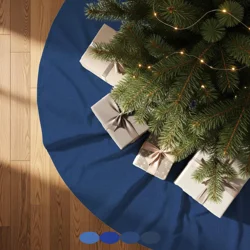 Dark Blue Cotton Tree Skirt: Christmas Holiday Decor