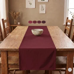 Burgundy Red Cotton Table Runner, Placemat, & Napkins