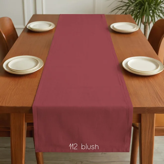Additional Image for Solid Blush Pink Cotton Table Runner, Placemats, & Napkins