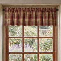 Red, Brown & Tan Plaid Valances: Country Homespun