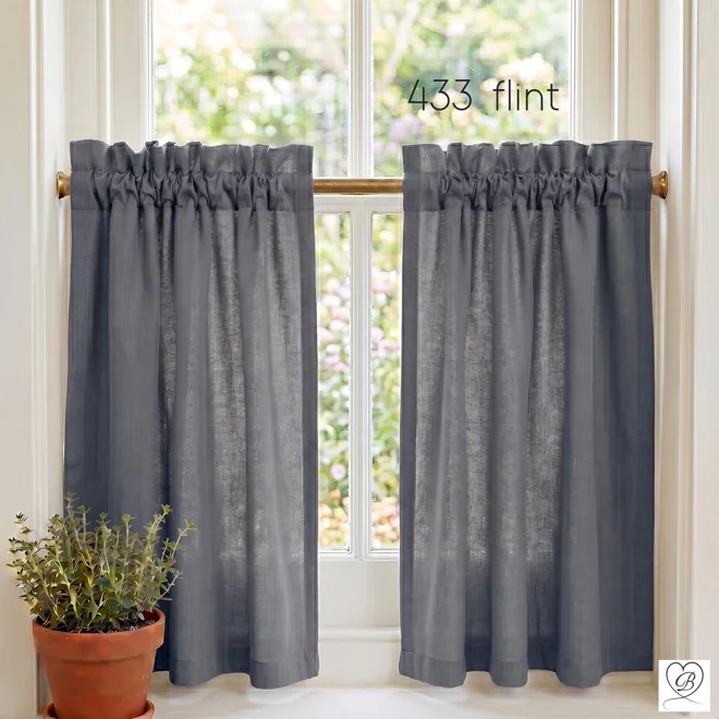 Additional Image for Black & Dark Gray Cotton Cafe Curtains: Custom Sizes