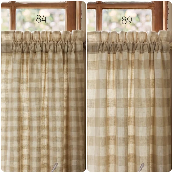 Additional Image for Cream & Beige Plaid Curtains: Farmhouse Style Kitchen Tiers