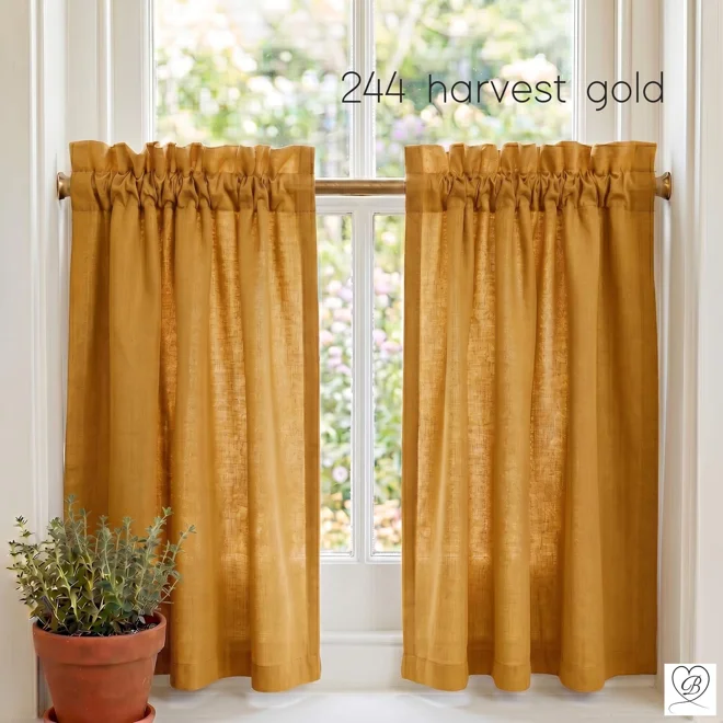 Additional Image for Yellow Cotton Cafe Curtains, Sunflower Gold Kitchen Tiers