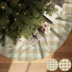 Cream & Beige Plaid Tree Skirt: Rustic Farmhouse Christmas