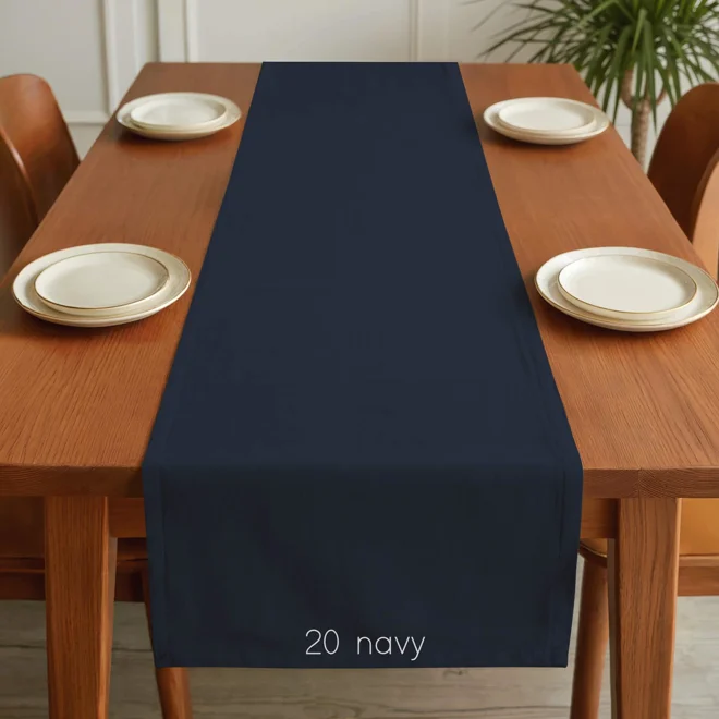 Additional Image for Solid Dark Blue Cotton Table Runner, Placemats, & Napkins