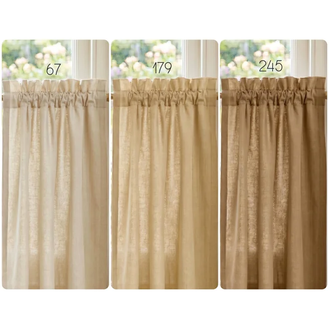 Additional Image for Tan Cotton Valance, Farmhouse Kitchen Curtains, Custom Size Window Treatments