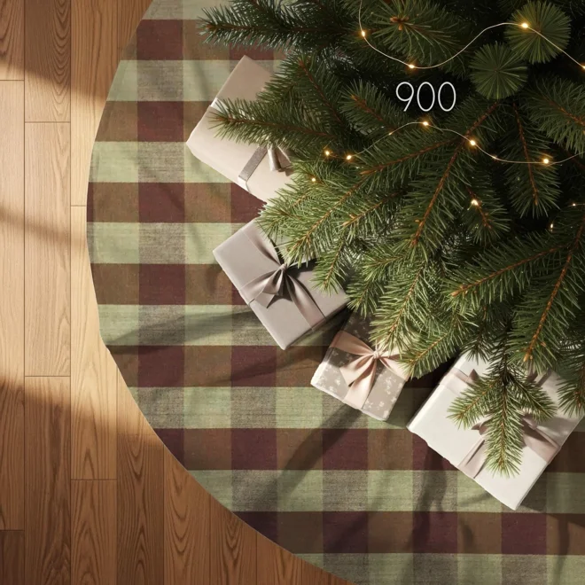Additional Image for Brown & Tan Plaid Tree Skirt: Rustic Farmhouse Christmas