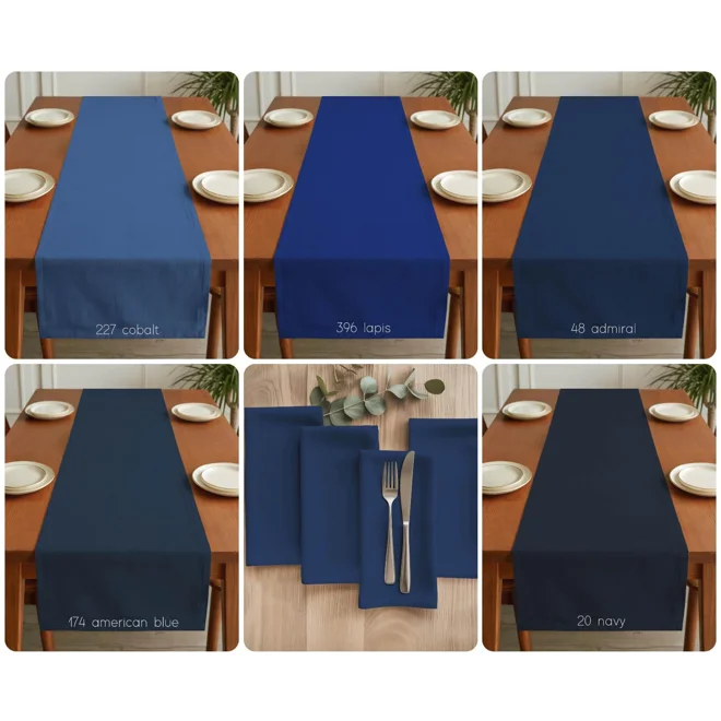 Additional Image for Solid Dark Blue Cotton Table Runner, Placemats, & Napkins