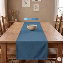 Solid Blue Cotton Table Runners, Placemats, and Napkins