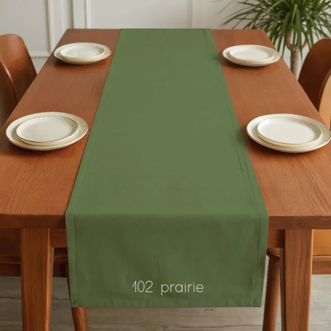 Additional Image for Solid Green Cotton Table Runner, Placemats, & Napkins