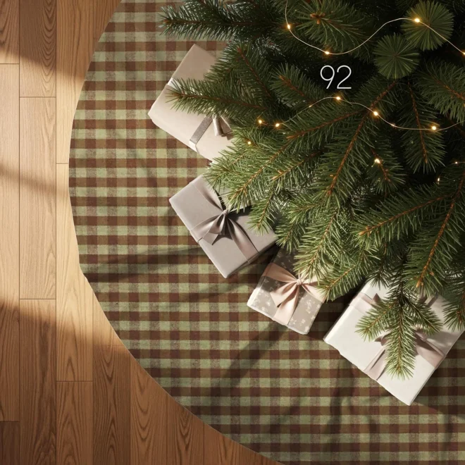 Additional Image for Brown & Tan Plaid Tree Skirt: Rustic Farmhouse Christmas