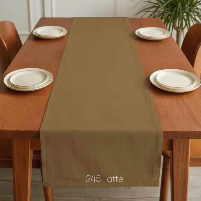 Additional Image for Solid Tan & Cream Cotton Table Runner, Placemats, and Napkins