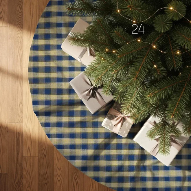 Additional Image for Blue & Tan Plaid Tree Skirt: Rustic Farmhouse Christmas