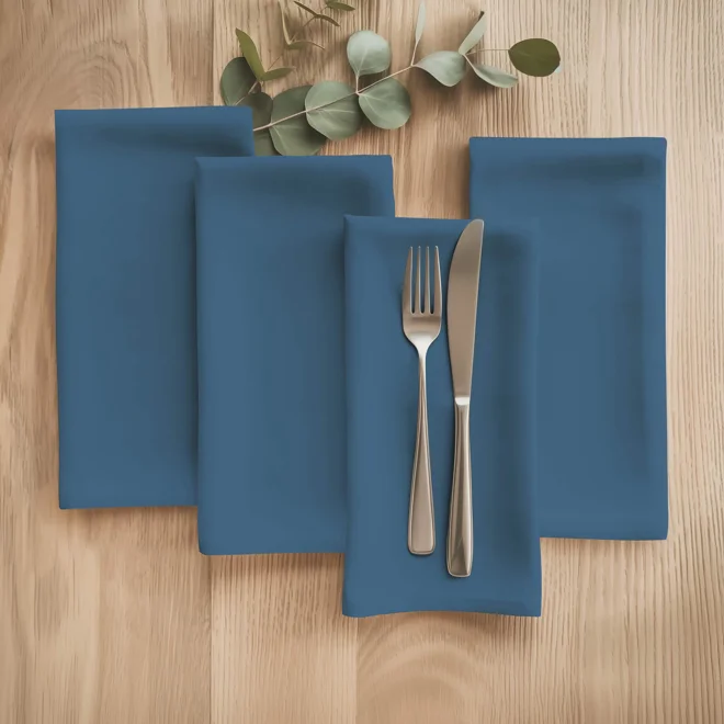 Additional Image for Solid Blue Cotton Table Runners, Placemats, and Napkins