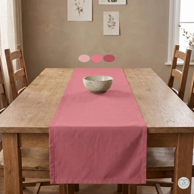product Image for Solid Blush Pink Cotton Table Runner, Placemats, & Napkins