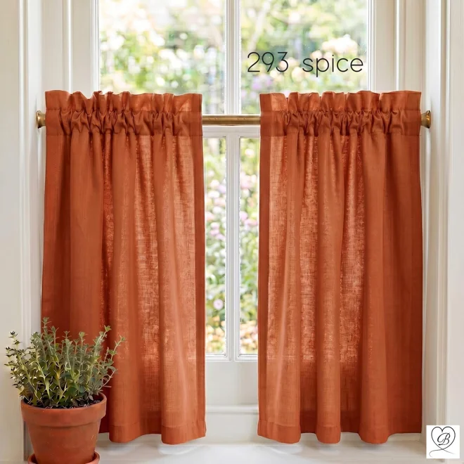 Additional Image for Orange Cotton Cafe Curtains: Spice & Rust - Custom Size