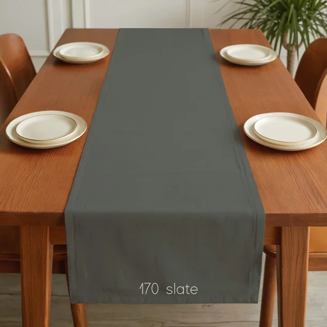 Additional Image for Solid Gray Cotton Table Runner, Placemats, and Napkins