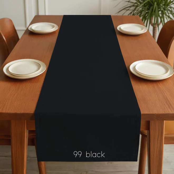 Additional Image for Solid Black & Dark Gray Cotton Table Runner, Placemats, and Napkins