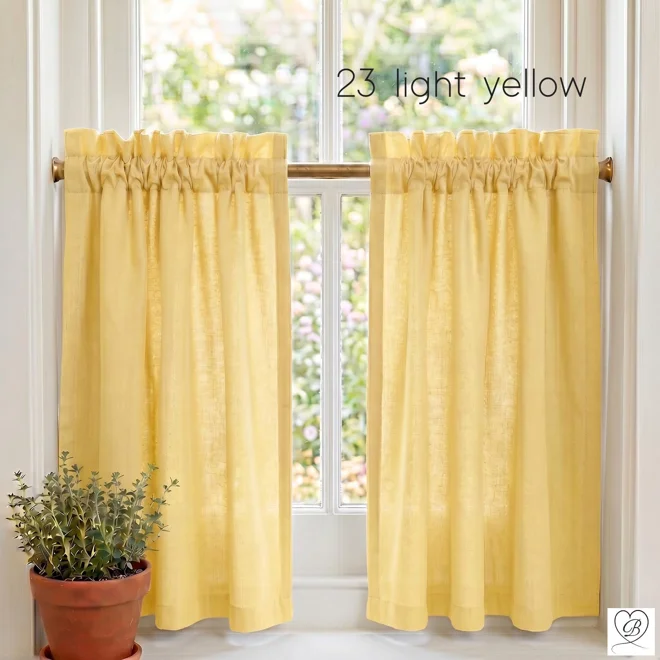 Additional Image for Yellow Cotton Cafe Curtains, Sunflower Gold Kitchen Tiers