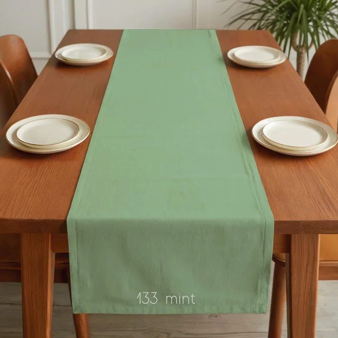 Additional Image for Solid Green Cotton Table Runner, Placemats, & Napkins