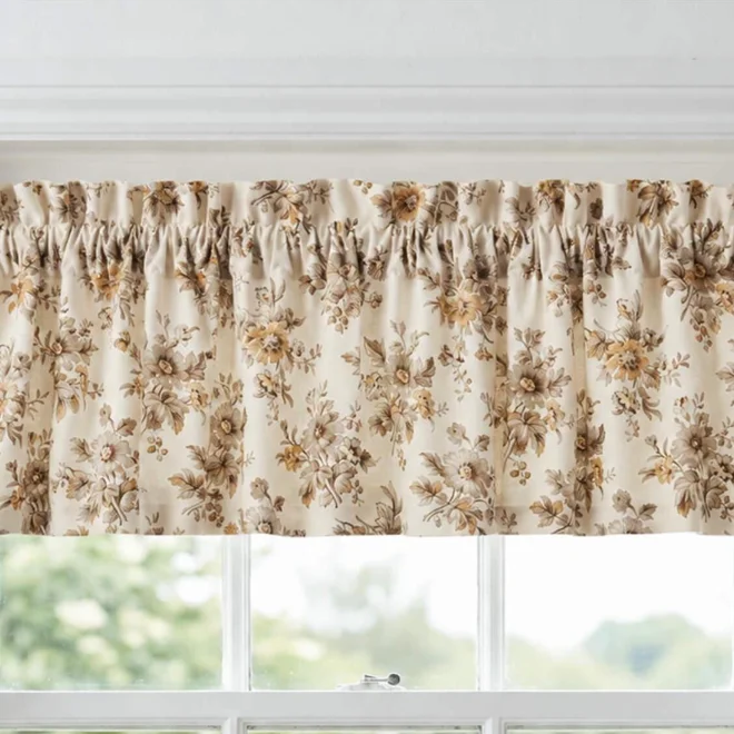 Additional Image for Taupe Floral Valance, French Country Window Curtains, Custom Sizes