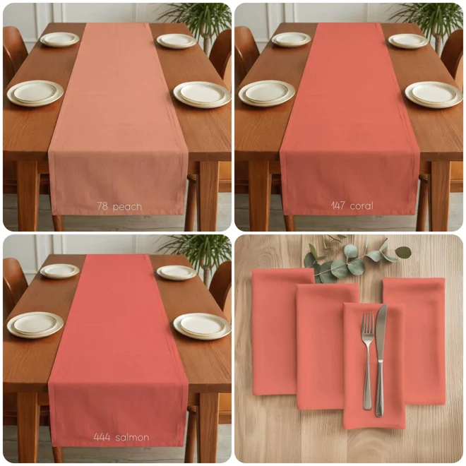 Additional Image for Peach & Coral Cotton Table Runner, Placemats, and Napkins