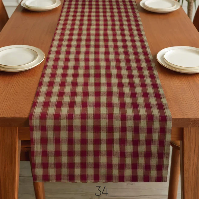Additional Image for Red & Tan Plaid Table Runner: Rustic Farmhouse, Placemats and Napkins