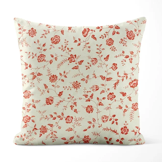 Additional Image for French Country Floral Pillow Cover: Red Toile Flowers