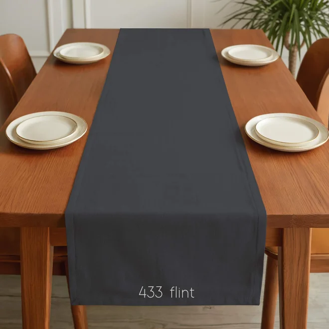 Additional Image for Solid Black & Dark Gray Cotton Table Runner, Placemats, and Napkins