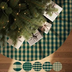 Green & Tan Plaid Tree Skirt: Rustic Farmhouse Christmas