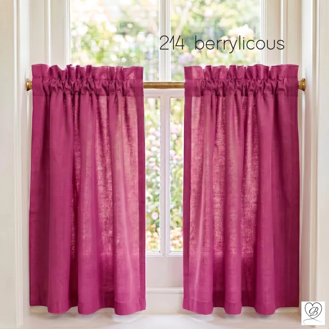 Additional Image for Berry Pink Cotton Cafe Curtains: Custom Size