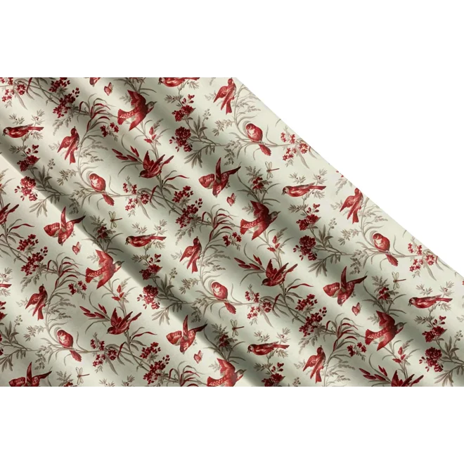 Additional Image for French Country Red Finch Toile Valance Moineau Birds