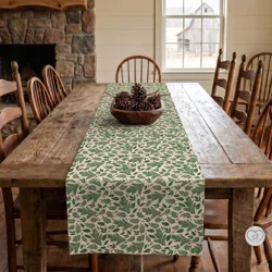 Botanical Fern Leaves Table Runner