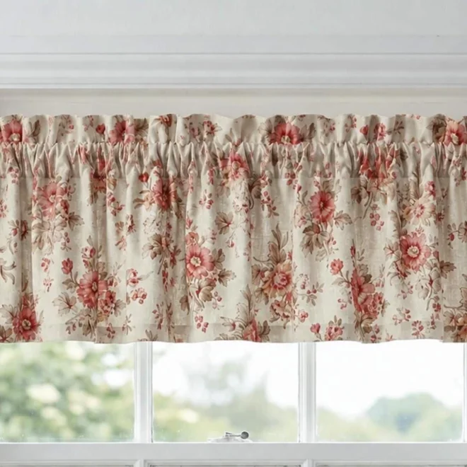 Additional Image for Blush Pink Floral Valance - French Country