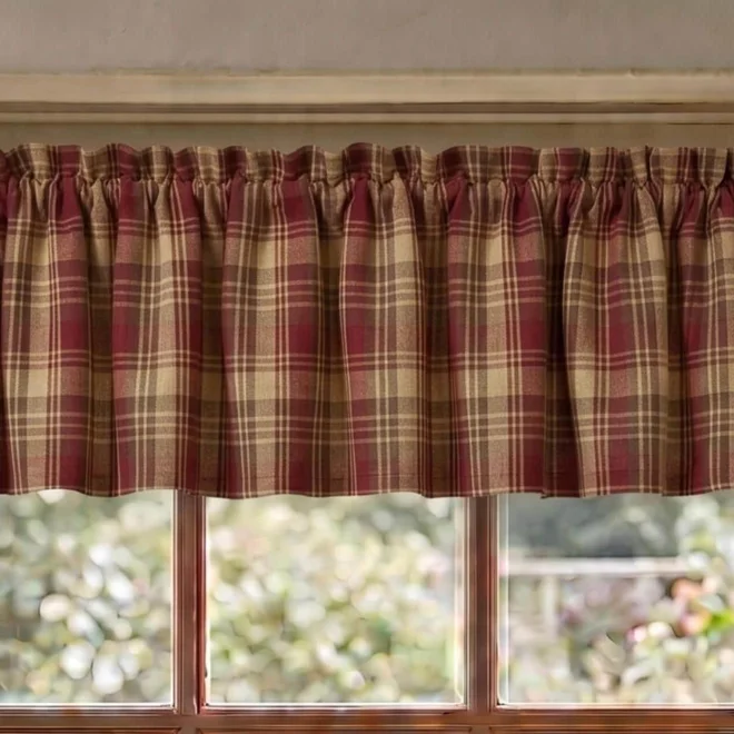 Additional Image for Red, Brown & Tan Plaid Valances: Country Homespun