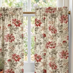 French Country Floral Café Curtains | Shabby Chic Rose Kitchen Tiers | Cottage..