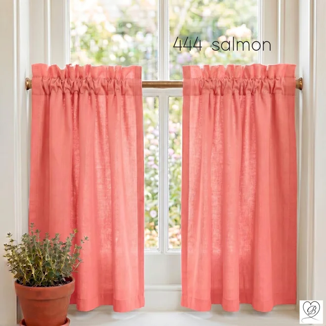 Additional Image for Peach & Coral Cotton Cafe Curtains - Custom Size